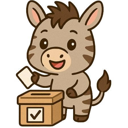 zonki putting a vote in a ballot box
